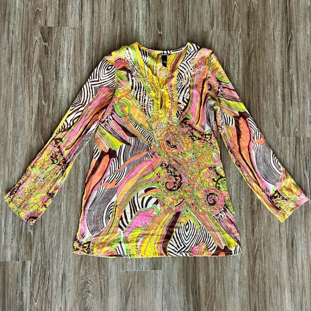 Vintage Y2K Blouse 100% Cotton Soft Gauzy Shirt Embroidered 2000s Size Large